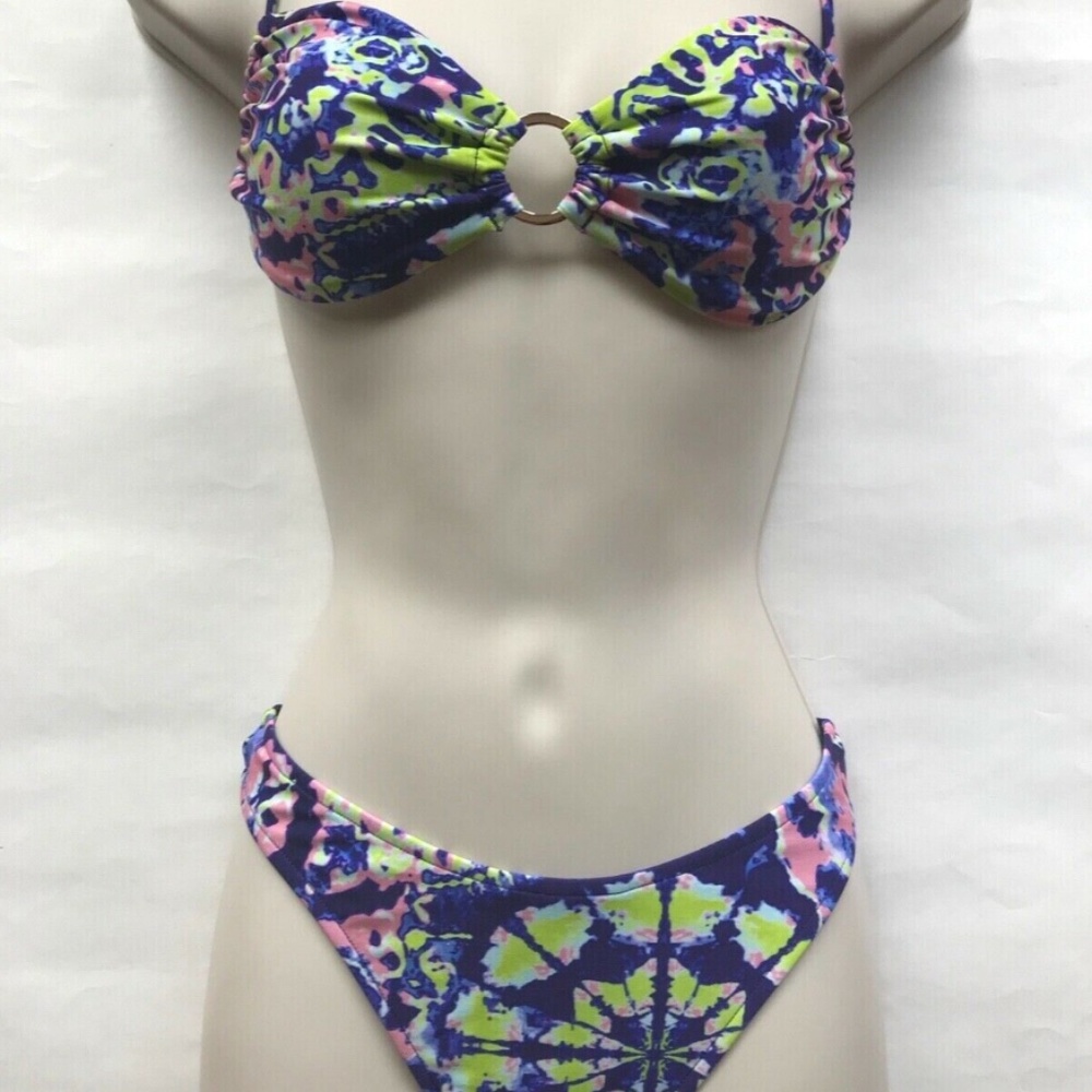 NEW Victoria's Secret Ruched Halter Tie Bikini & High Leg Bottom
